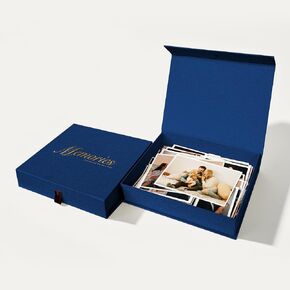 5x7 Premium Linen & Gold Foil Archival Photo Storage Box with Lid - Stackable Memory Keepsake Organizer for Photos, Certificates, Passports, Jewelry & Craft Supplies,Black in Kuwait