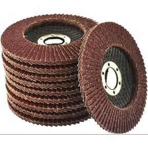 10 Pack 60 80 Grit Flap Discs 115mm 4.5" x 7/8" T27 for 4 1/2 Inch Angle Grinder Flap Wheels Heavy-Duty Grinding & Sanding Discs for Metal, Wood, Stainless Steel (Brown, 115, 60Grit, Medium) in Kuwait