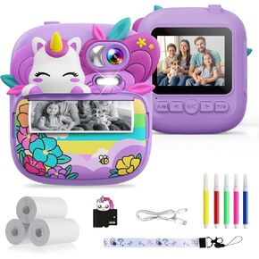 Kids Camera Instant Print, Camera for Kids with Printable Photos, Toddler Camera Toys for Children Ages 3-14, Digital Camera Birthday Gifts for Girls 4 5 6 7 8 9 10 11 12 13 Years Old (Purple) in Saudi Arabia