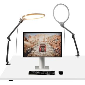 NEEWER Basics 10.5" Streaming Key Lighting, 3000-6500K 15W Full Screen LED Panel Ring Light with Adjustable Arm Stand Desk Clamp Timer for Laptop Computer Video Conference Zoom Makeup, R10 in Kuwait