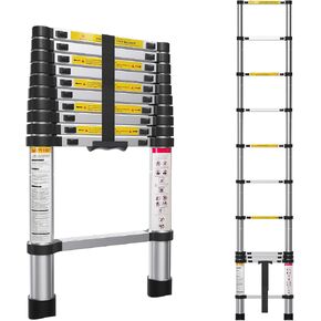 12.5FT Telescoping Ladder- Multi-Purpose Aluminum Extension Ladder Adjustable Compact Ladder for Household, RV, Outdoor, 330lbs Max Capacity… in Kuwait