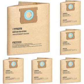 6 Pack DXVA19-4104 Shop Vac Bags for DEWALT 5 to 8 Gallon Wet/Dry Vacuums | Fit Models# DXV05P DXV05S DXV05P-QT DXV05S-QT DXV06PL DXV06PL-QT DXV08S DXV08SL DXV08SA DXV08S-QT, 2-Layer Material in Saudi Arabia