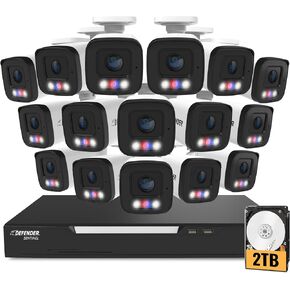 نظام كاميرا أمان Defender AI Powered Sentinel 4K 8CH PoE، 8 قطع NVR كاميرات مراقبة خارجية معدنية، محرك أقراص ثابتة سعة 1 تيرابايت، اكتشاف بشري ذكي بالذكاء الاصطناعي، أضواء زرقاء/حمراء، يعمل مع تطبيق Empower in Saudi Arabia