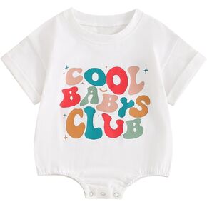 Infant Baby Girl Summer Clothes Short Sleeve Crewneck Letter Oversized Romper Shirt Bodysuit Cute Newborn Outfit in Kuwait