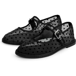STALOV Mesh Ballet Flats for Women Polka Dot Round Toe Mary Jane Flats Strap Buckle Casual Ballerina Shoes in Saudi Arabia