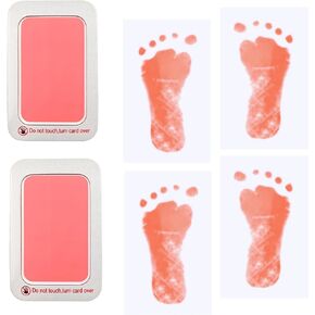 RIKWOG Baby Footprint and Handprint Kit, 2 Red Inkless Print Pads + 4 Imprint Cards, Dog Paw Print Kit Clean Touch Ink Pad Perfect Keepsake Gift for Newborns and Pets Printing Touch Imprints in Kuwait
