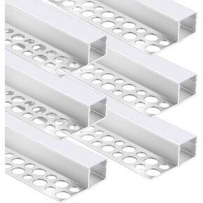 Plaster-in LED Channel 6 Pack, 3.3FT Aluminum LED Profile for Trimless Recessed Drywall Lighting, LED Strip Channel with Milky Diffuser, End Caps & Mounting Clips for Ceiling and Wall Installation in Kuwait