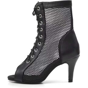 Women's Gladiator Sandals Booties, Breathable Mesh and Faux Leather, Lace-Up, Peep Toe, Stiletto Heel, Dance in Kuwait