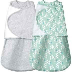 Baby Swaddle,Sleep Sack 6-12 Months,Adjustable WearableTransition Blanket,Miracle Swaddles for Babies Large,100% Cotton-2-Piece(Green&Grey) in Saudi Arabia