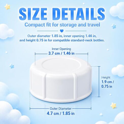 6pcs Baby Bottle Caps Compatible with Evenflo Classic Glass Twist Bottles 4oz & 8oz and Balance Plus Standard Neck Bottle 4oz & 9oz, Travel and Storage Bottle Lids Replacement, Soft & Safe Bottle Lid in Kuwait