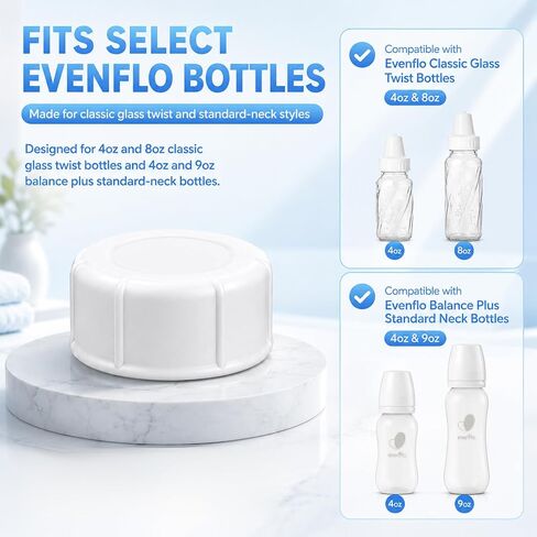 6pcs Baby Bottle Caps Compatible with Evenflo Classic Glass Twist Bottles 4oz & 8oz and Balance Plus Standard Neck Bottle 4oz & 9oz, Travel and Storage Bottle Lids Replacement, Soft & Safe Bottle Lid in Kuwait