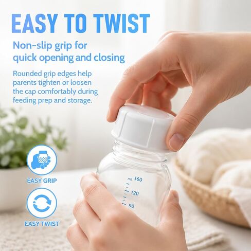 6pcs Baby Bottle Caps Compatible with Evenflo Classic Glass Twist Bottles 4oz & 8oz and Balance Plus Standard Neck Bottle 4oz & 9oz, Travel and Storage Bottle Lids Replacement, Soft & Safe Bottle Lid in Kuwait