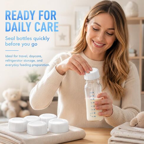 6pcs Baby Bottle Caps Compatible with Evenflo Classic Glass Twist Bottles 4oz & 8oz and Balance Plus Standard Neck Bottle 4oz & 9oz, Travel and Storage Bottle Lids Replacement, Soft & Safe Bottle Lid in Kuwait