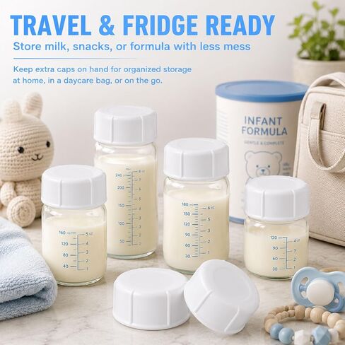 6pcs Baby Bottle Caps Compatible with Evenflo Classic Glass Twist Bottles 4oz & 8oz and Balance Plus Standard Neck Bottle 4oz & 9oz, Travel and Storage Bottle Lids Replacement, Soft & Safe Bottle Lid in Kuwait
