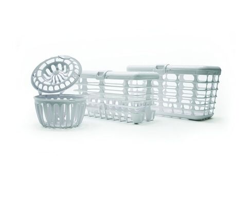 Prince Lionheart Made in USA High Capacity 3-in-1 Dishwasher and Spill Proof Vave Cleaner Basket for Toddlers & Infants Bottle Parts & Accessories | Fits all Dishwashers | 100% Recycled Plastic,White in Kuwait