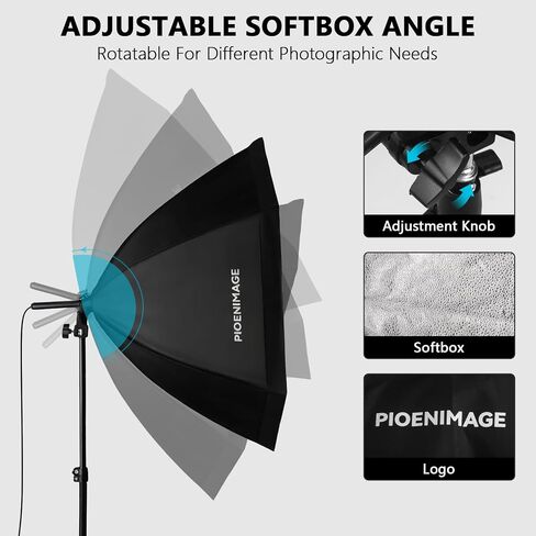 Softbox Lighting Kit, Softbox Photography Lighting Kit, 2 Sets | 29.5in Soft Box Lighting Set, Photography Lights, 85W 2700-6500K LED Bulb, Studio Lights for Portrait, Video Recording in Kuwait