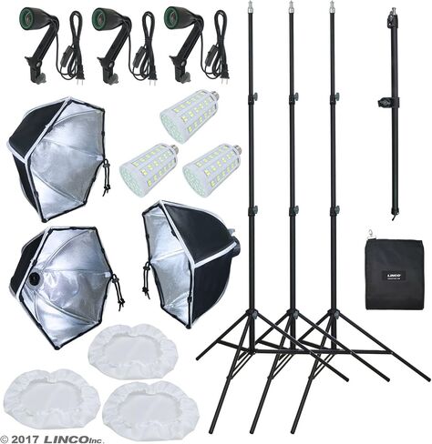 LINCO Lincostore Photography Photo Studio Lighting Kit with Boom Arm Counterweight Bag- 30 Seconds to Storage/Bright AM209 in Kuwait