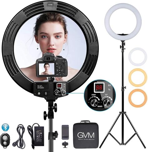 GVM 300W Photo Lighting RGB Video Light with Bowens Holder Lantern Softbox and Stand CRI 97+ CCT 2000K~10000K 6 Lighting Scenarios Application Program Controlled Studio Photo Lights in Kuwait