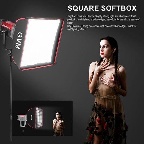 GVM Square Softbox (15.75 x 15.75) with Bowens Mount, Professional Portrait Softbox & Honeycomb Grid Compatible with pro SD200B/300B/300C Video Light and Other Brand Video for Product Shoots in Kuwait