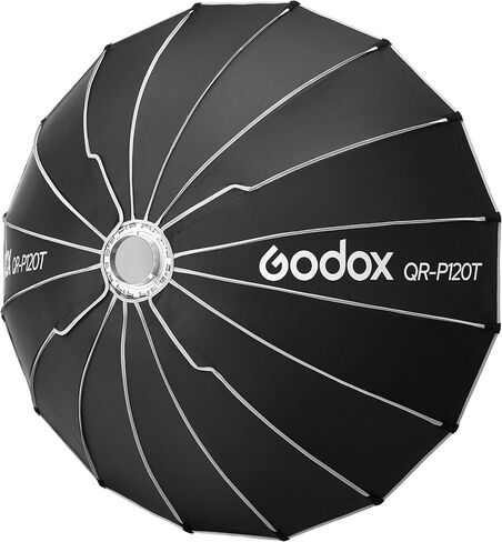 Godox 47.2" Quick Release Parabolic Softbox, Bowens Mount, Silver Interior, Inner & Outer Diffusers, Directional Soft Light Modifier for Portrait, Video & Studio Lighting (QRP120T) in Kuwait