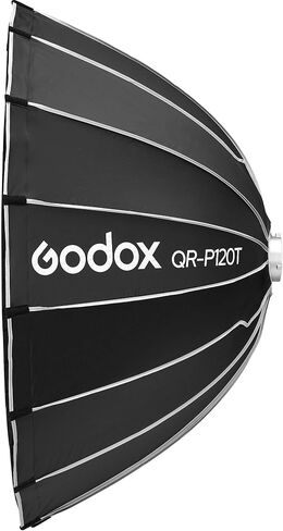 Godox 47.2" Quick Release Parabolic Softbox, Bowens Mount, Silver Interior, Inner & Outer Diffusers, Directional Soft Light Modifier for Portrait, Video & Studio Lighting (QRP120T) in Kuwait