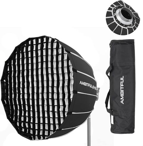 Ambitful 35.4"/90cm Octagonal Softbox, Bowens Mount with 2 Diffusers & Grid | Quick Release,Parabolic Umbrella,with Carrying Bag, for Studio Flash & Monolight in Kuwait