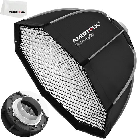 Ambitful 25.6inch 65cm Quick Release Octagonal Softbox, Bowens Mount | With honeycomb grid, double diffusers, carry bag, for studio flash COB video light, portrait photography in Saudi Arabia