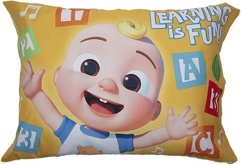 CoComelon Sheet Set - Fits Toddler Bed or Crib Mattress - Fitted Sheet and Pillow Case, White + Green in Kuwait