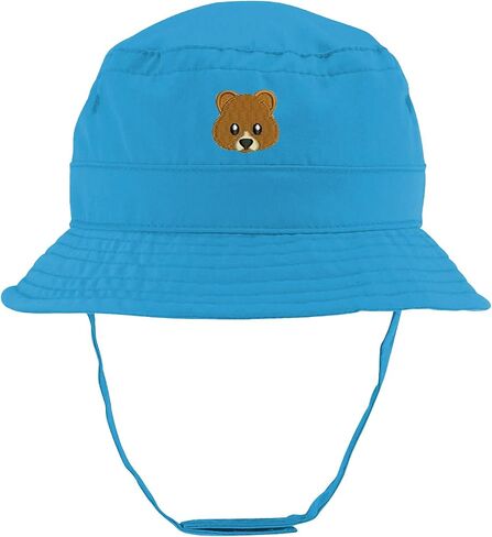 Cute Bear Face Embroidered Infant Lightweight Bucket Hat with Chin Strap in Saudi Arabia