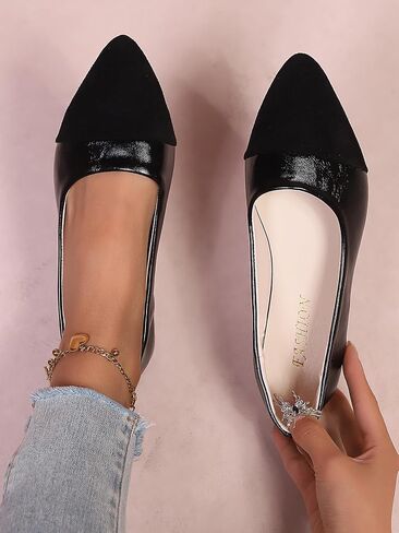 Pointed Toe Flats for Women Comfortable Suede Foldable Ladies Slip On Walking Shoes for Work Office Casual Wedding in Kuwait