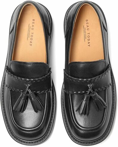 BEAU TODAY Womens Loafers, Tassel Platform Loafers for Women, Cute Chunky Leather Slip On Penny Loafers, Comfortable Business Casual Dress Shoes for Work Office and School in Kuwait