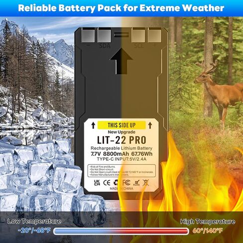 2 Pack 8800mAh 7.7V Upgrade LIT-22 Battery Rechargeable Lithium Battery for SPYPOINT Trail Camera, Compatible with Flex-M, Flex-S, FLEX-G36, Flex-Plus Cellular Trail Cameras (Includes Type-C Cable) in Kuwait