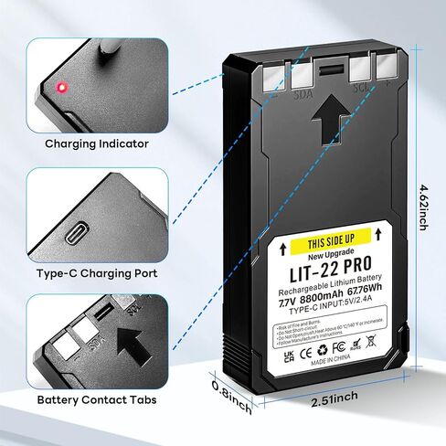 2 Pack 8800mAh 7.7V Upgrade LIT-22 Battery Rechargeable Lithium Battery for SPYPOINT Trail Camera, Compatible with Flex-M, Flex-S, FLEX-G36, Flex-Plus Cellular Trail Cameras (Includes Type-C Cable) in Kuwait