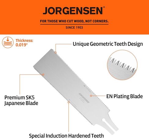 JORGENSEN 10 Inch Pull Saw Replacement Blade, Double Edge SK5 Steel | Tool-free quick change blade with 7-12 and 18 TPI flush cut edges for woodworking, wood trim and hardwood projects in Kuwait