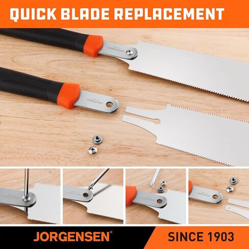 JORGENSEN 10 Inch Pull Saw Replacement Blade, Double Edge SK5 Steel | Tool-free quick change blade with 7-12 and 18 TPI flush cut edges for woodworking, wood trim and hardwood projects in Kuwait