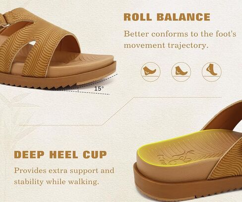 KuaiLu Womens Sandals Khaki-CP Size 9 | Ladies Slides in Kuwait