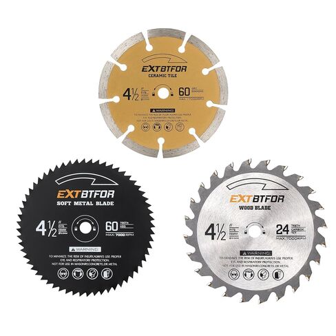 3 Pack 4-1/2" Mini Circular Saw Blades,1 HSS 60T, 1 TCT 24T, 1 60T | 1* Saw Blade HSS for Metal and PVC, 1* Saw Blade TCT for Wood, 1* Diamond Saw Blade Dry Blade for Tile in Kuwait