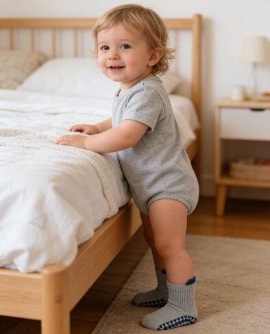 6 Pairs Toddler-Boys-Grips Socks-Kids-Baby-Cotton Crew Socks With Grippers in Kuwait