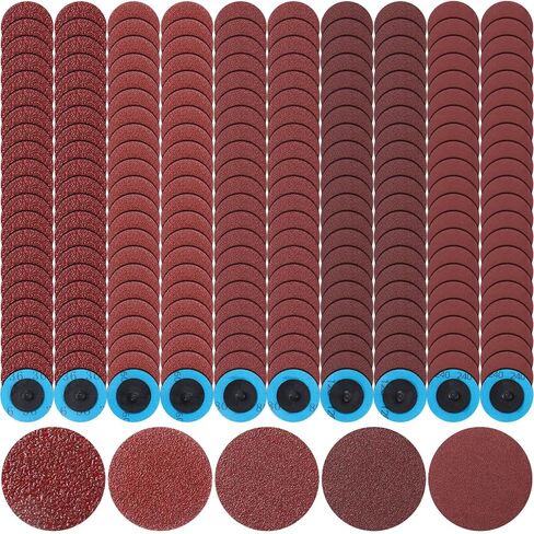 Chumia 250 Pcs Mix Discs Set 36 60 80 120 240 Grit 2 Inch Sanding Discs Die Grinder Accessories Aluminum Oxide Surface Conditioning for Surface Prep Polish Burr Paint Removal(Red) in Kuwait