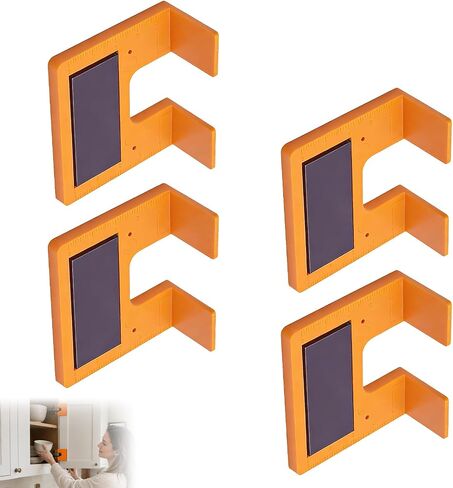 4pcs Cabinet Hinge Jig,2mm Door Jamb Hinge Jig,Orange Woodworking Tools,Magnetic Hinge Adjustment Tool, For Woodworking Cabinet And Wardrobe Doors in Kuwait