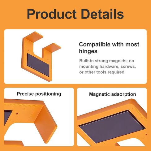 4pcs Cabinet Hinge Jig,2mm Door Jamb Hinge Jig,Orange Woodworking Tools,Magnetic Hinge Adjustment Tool, For Woodworking Cabinet And Wardrobe Doors in Kuwait
