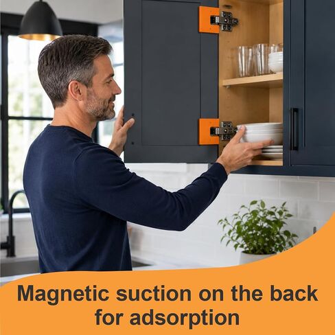 4pcs Cabinet Hinge Jig,2mm Door Jamb Hinge Jig,Orange Woodworking Tools,Magnetic Hinge Adjustment Tool, For Woodworking Cabinet And Wardrobe Doors in Kuwait