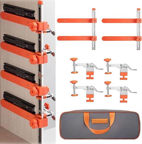 Drawer Slide Installation Jig with Toggle Clamp,Cabinet Hardware Jig with Magnetic Arm Punch Locator, Installing Faster, Straighter, and Smarter(4 Layers) in Kuwait