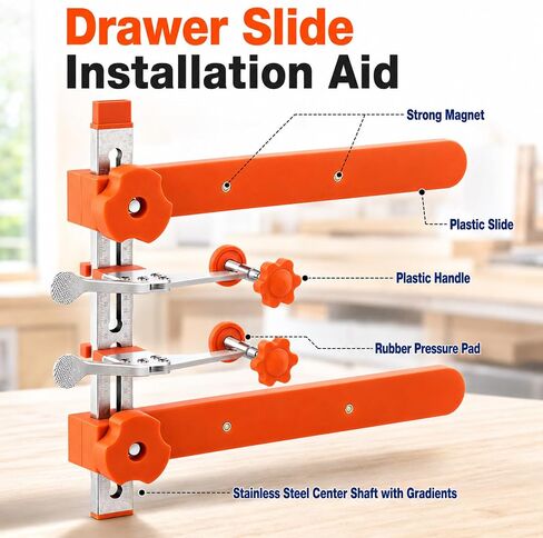 Drawer Slide Installation Jig with Toggle Clamp,Cabinet Hardware Jig with Magnetic Arm Punch Locator, Installing Faster, Straighter, and Smarter(4 Layers) in Kuwait