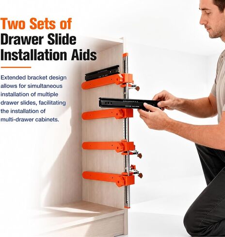 Drawer Slide Installation Jig with Toggle Clamp,Cabinet Hardware Jig with Magnetic Arm Punch Locator, Installing Faster, Straighter, and Smarter(4 Layers) in Kuwait
