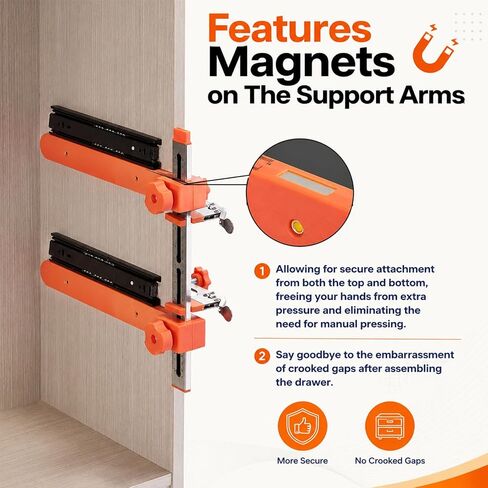 Drawer Slide Installation Jig with Toggle Clamp,Cabinet Hardware Jig with Magnetic Arm Punch Locator, Installing Faster, Straighter, and Smarter(4 Layers) in Kuwait