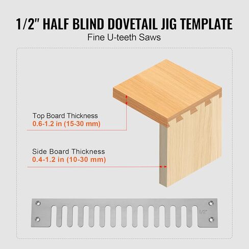 VEVOR Dovetail Jig, 12 in Width, Dove Tailing Router Jigs with 4 Router Bits & 3 Templates, Precise Alignment Dove Tail Jig, Mortise and Tenon Woodworking Tools for Furniture & Wood Cabinet Making | Easy Operation, Sturdy and Durable in Kuwait