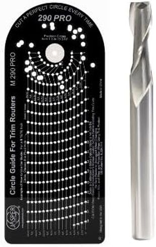 Jasper 290 PRO POLYCARBONATE Router Circle Cutter Jig and J601 Spiral Up Cut Solid Carbide 1/4 Bit Bundle | Cuts Perfect Circles from 1 ½" to 18 3/16" D in Kuwait