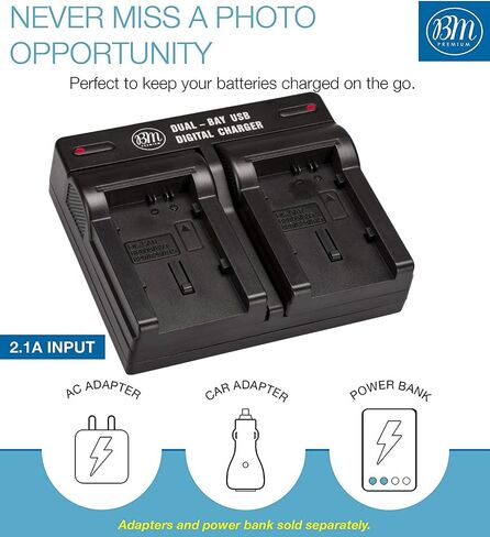 BM CG-800 Dual Battery Charger Replacement for Canon BP820 BP828 | for Canon Vixia HF G30/G40/G50/G60/G70 XA40 XA45 XA50 XA55 XA10 XA11 XA15 XA20 XA25 XA60 XA65 XA70 XA75 XF400 XF405 in Kuwait
