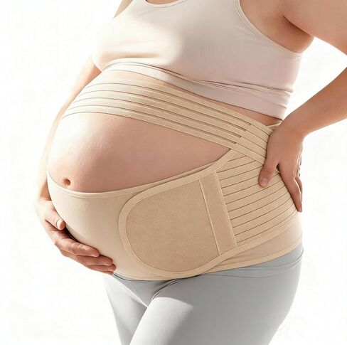 Plus Size Pregnancy Belly Band – Extra Large Maternity Support Belt for Belly, Waist & Back Pain Relief – Adjustable & Breathable Belly Band for 4XL Moms (Fits Waist 55"-67",Beige) in Kuwait
